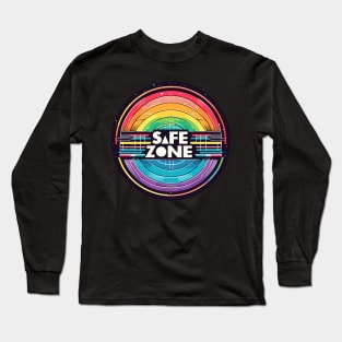 LGBT Safe zone Sign Rainbow Retro Long Sleeve T-Shirt